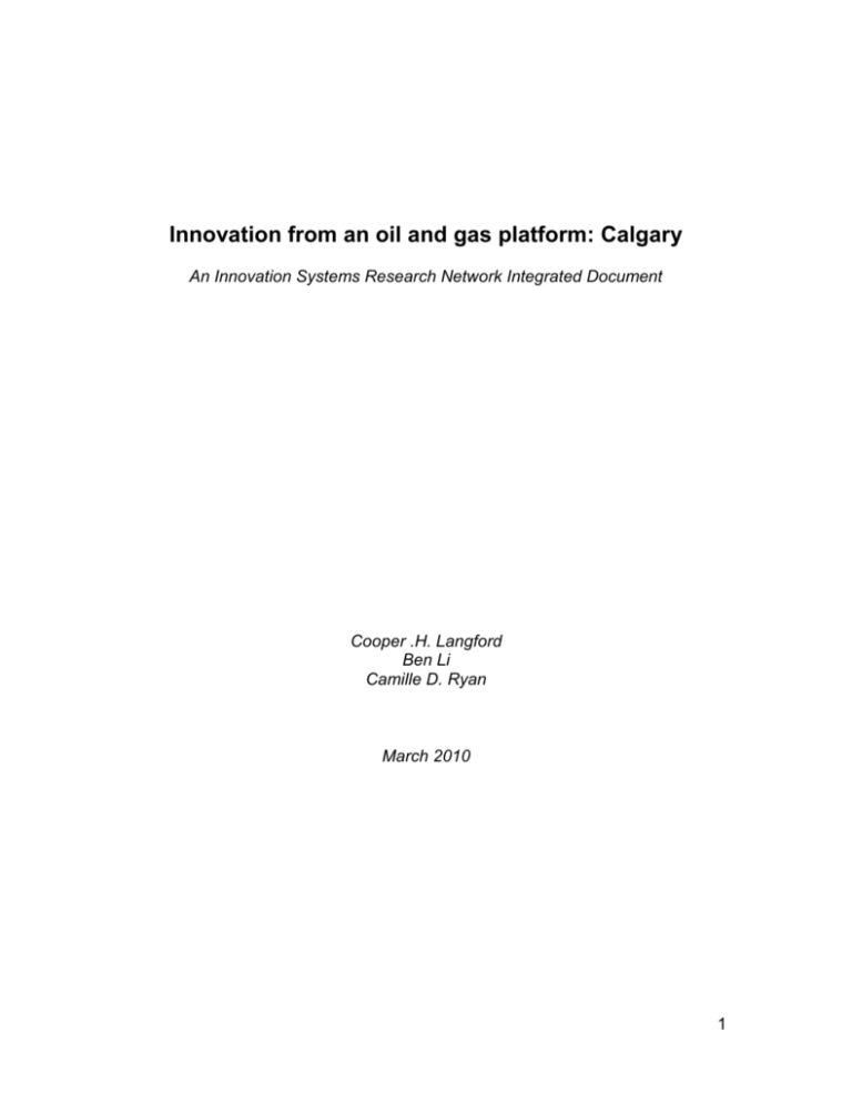 Innovation from an oil and gas platform Calgary