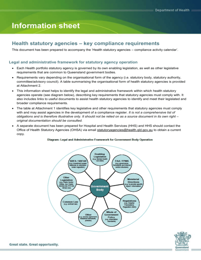 Information sheet Health statutory agencies