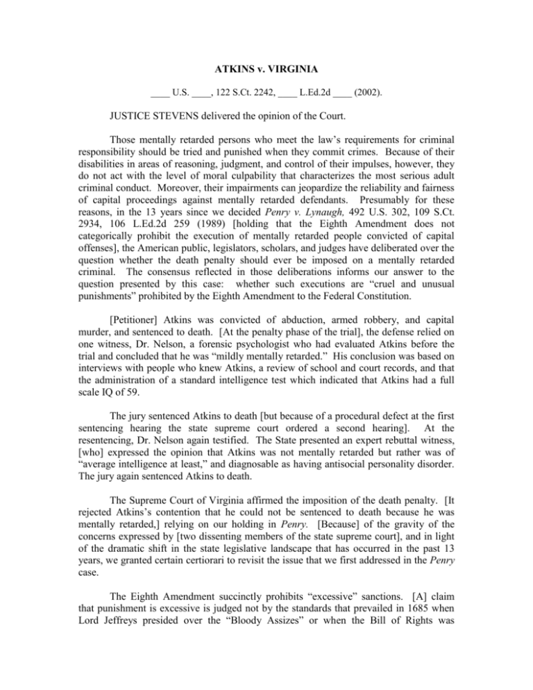 Atkins v. Virginia (2002)
