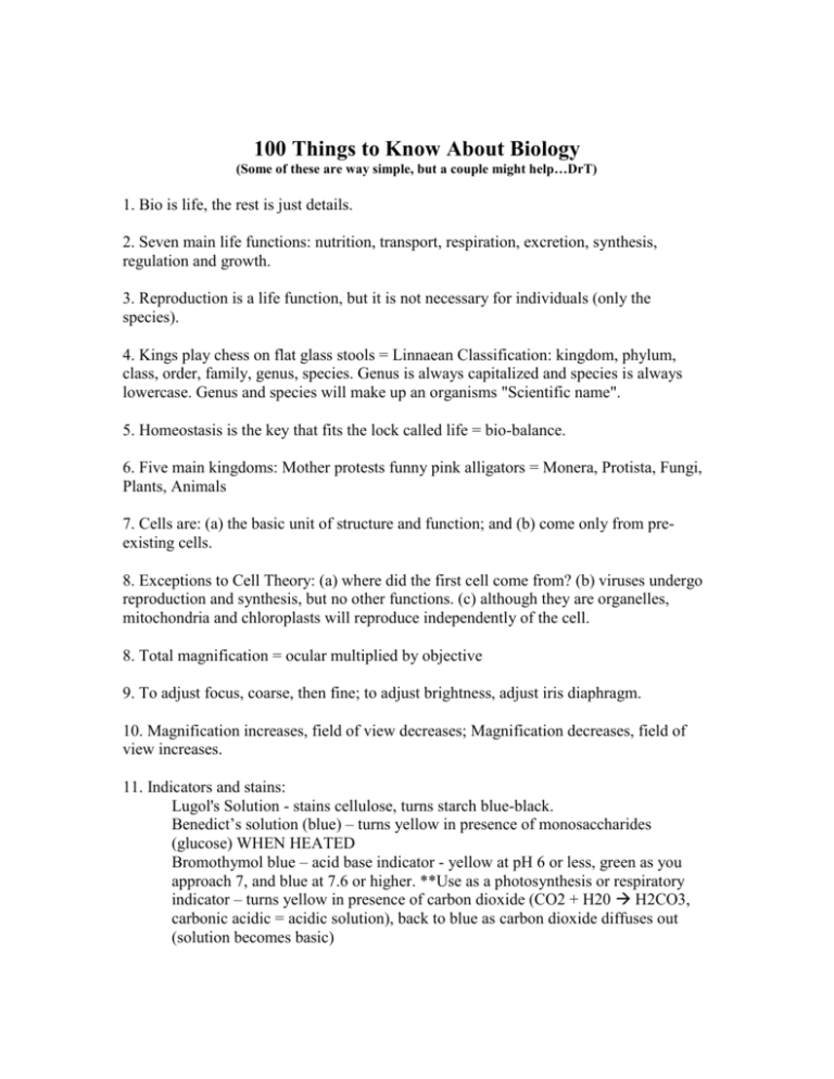 100 Things to Know About Biology