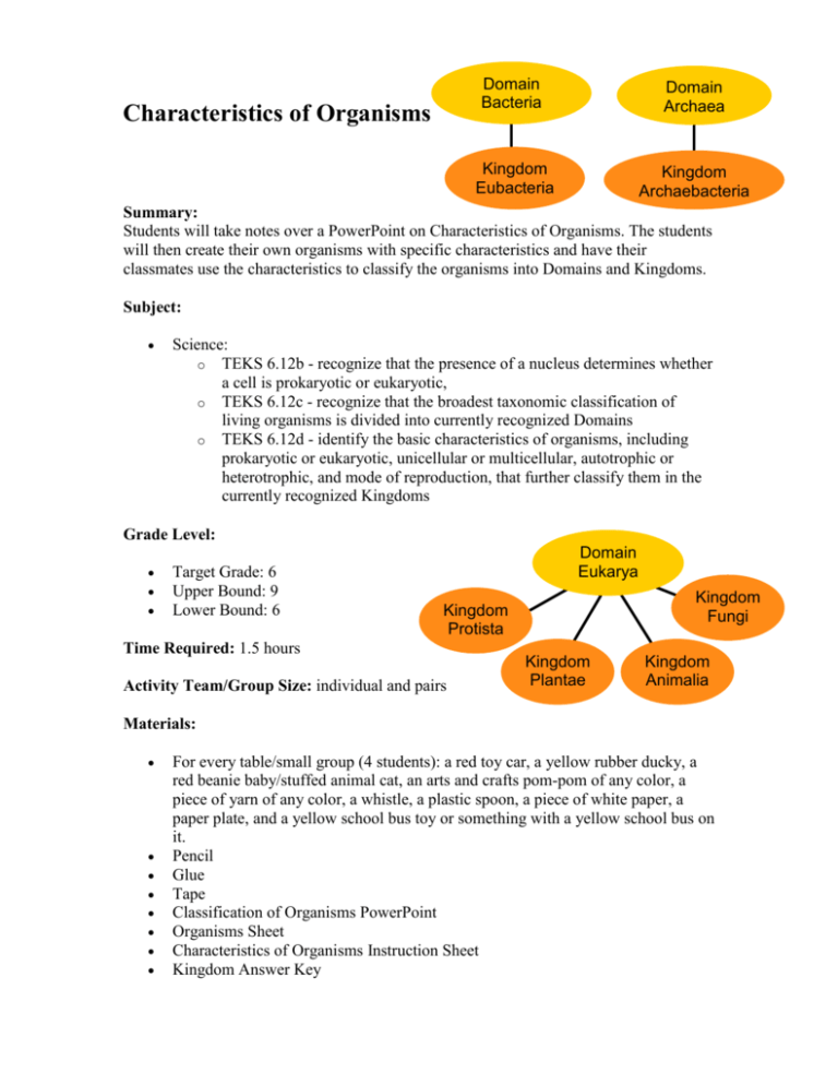 characteristics-of-organisms