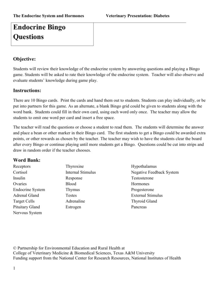 The Endocrine System and Hormones Veterinary Presentation