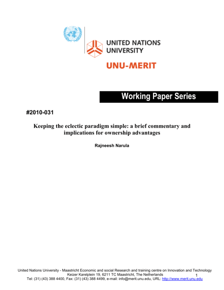 Working Paper Series - UNU-Merit