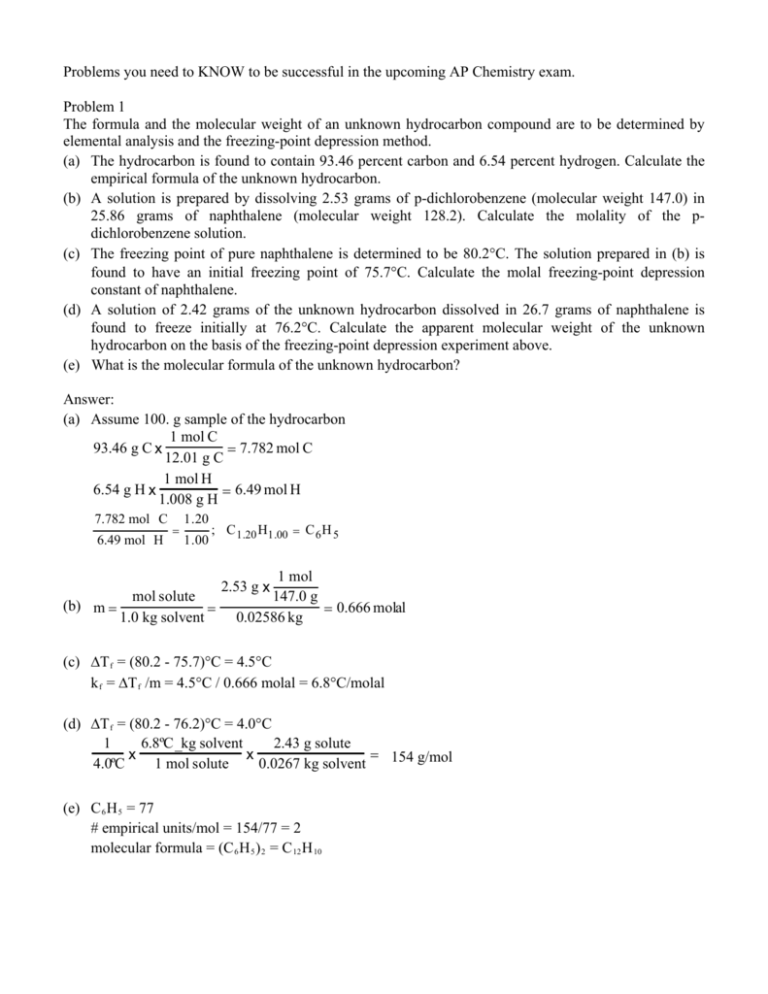 The formula and the molecular weight of an unknown