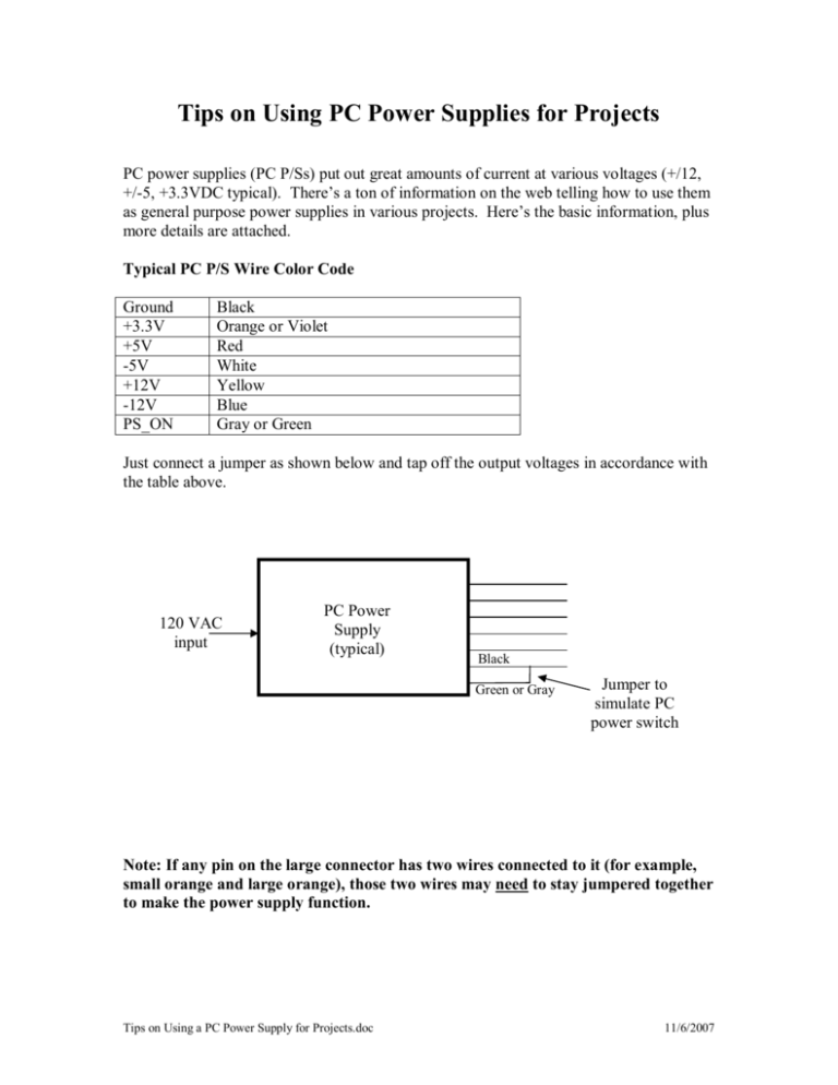 tips-on-using-a-pc-power-supply-for-projects