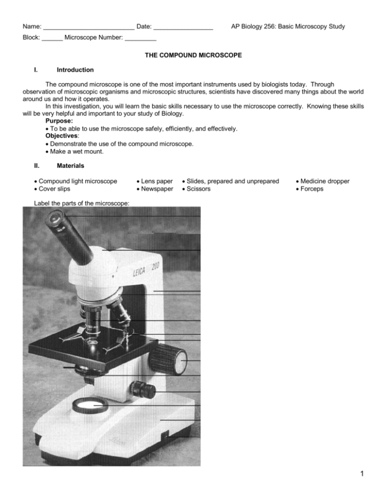 AP Introduction Microscopy Lab