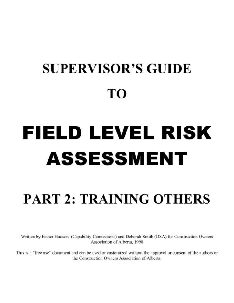 field level risk assessment Construction Owners Association of