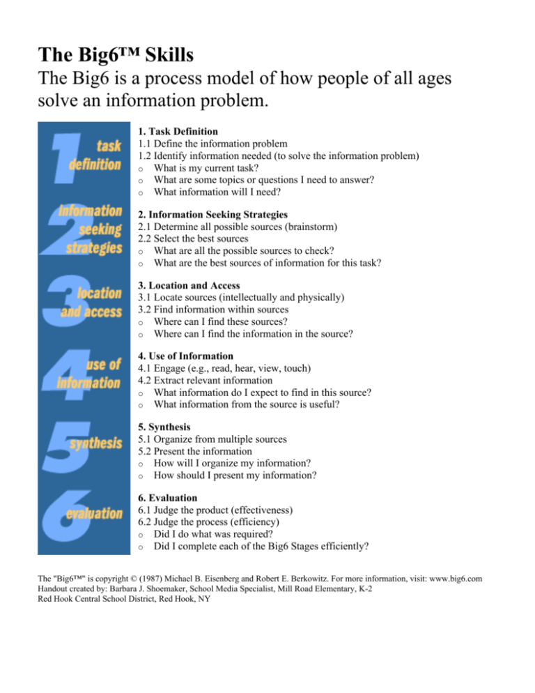 big 6 information problem solving model