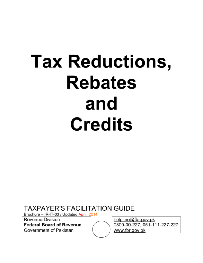 Tax Reductions Rebates And Credits