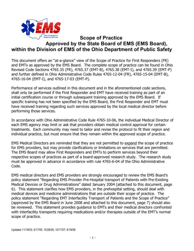 OH EMS Scope of Practice