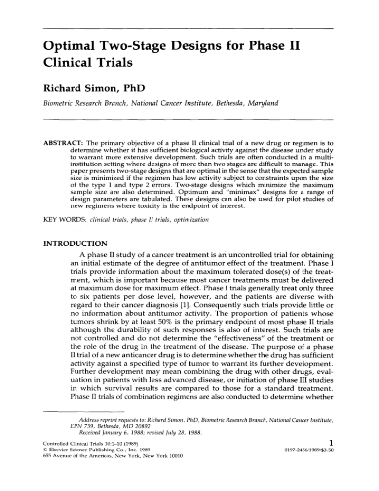 optimal-two-stage-designs-for-phase-ii-clinical-trials