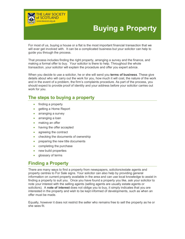 Buying a Property Law Society of Scotland