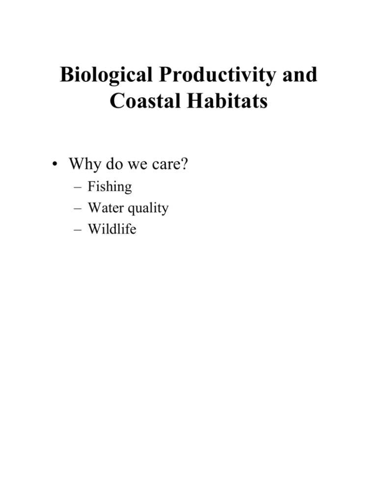 Biological Productivity And Coastal Habitats