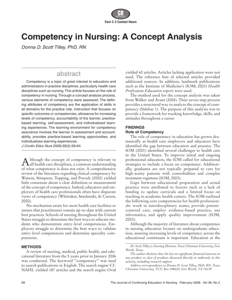 competency in nursing literature review
