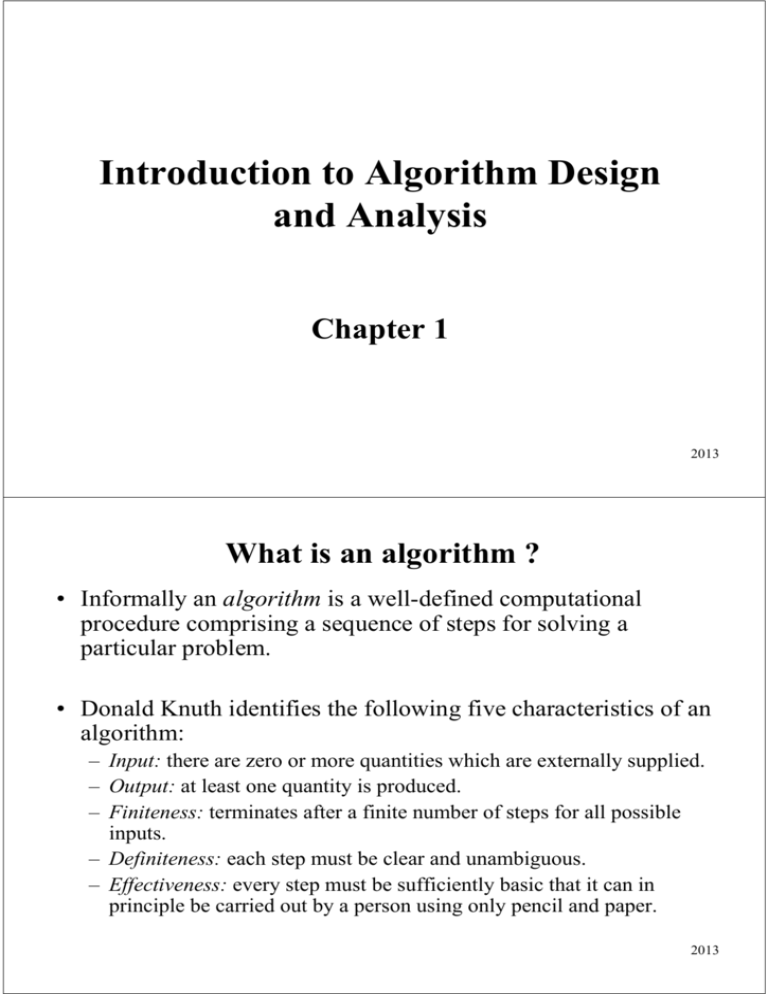 Introduction To Algorithm Design And Analysis