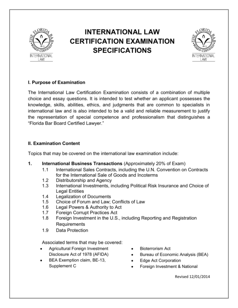 international law certification examination international law certification examination