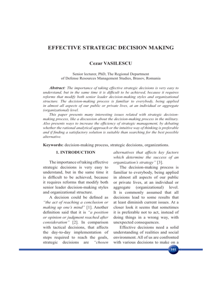 thesis strategic decision making