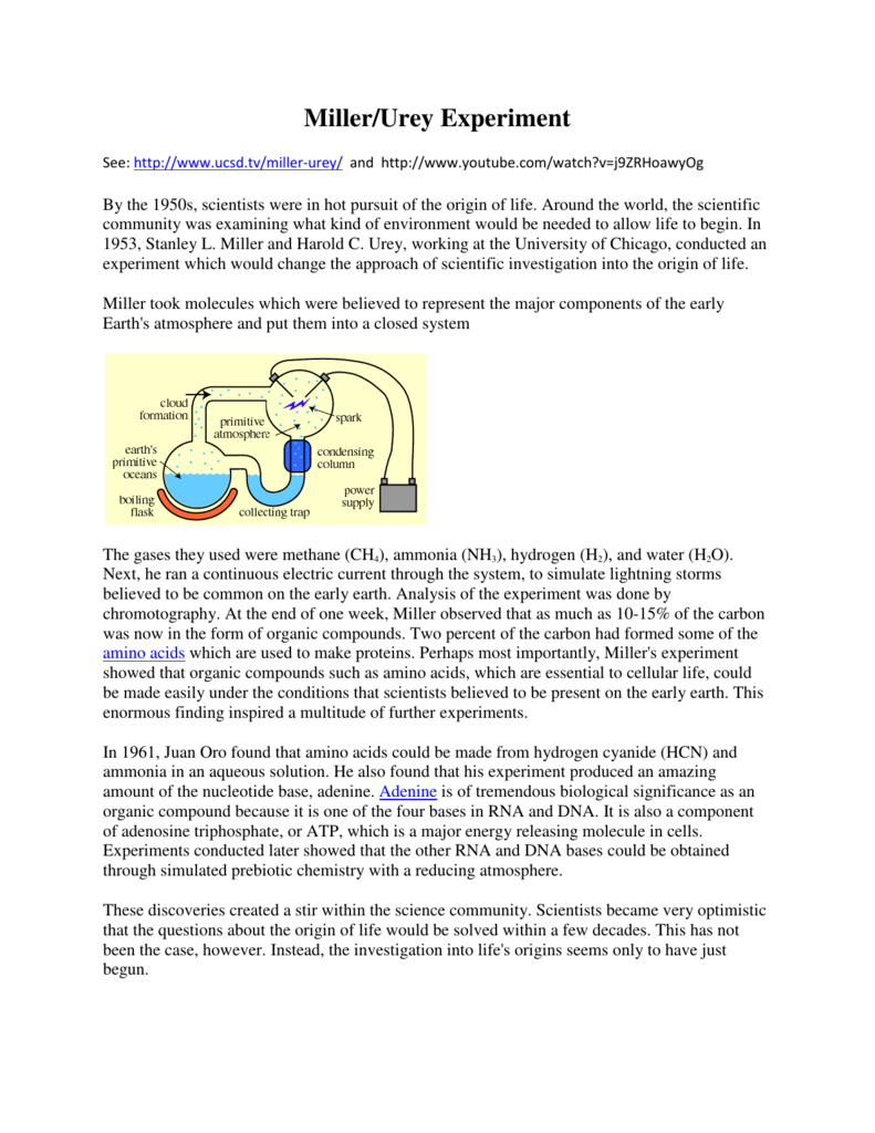 what does the miller urey experiment show