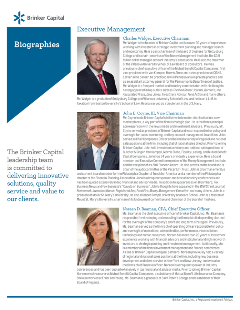 Biographies - Brinker Capital