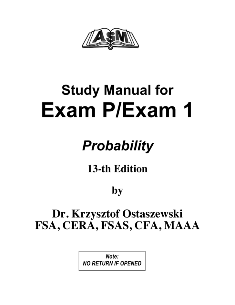 Exam P/Exam 1 Illinois State University