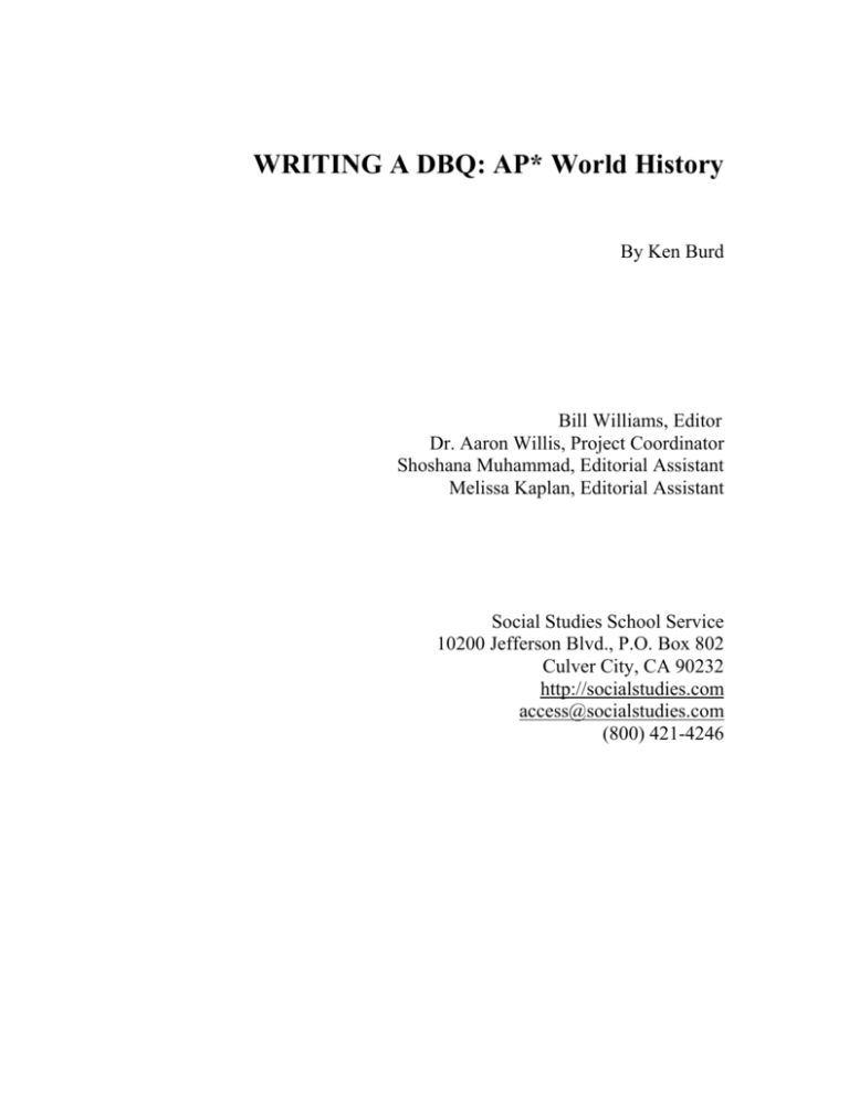 dbq essay examples ap world history