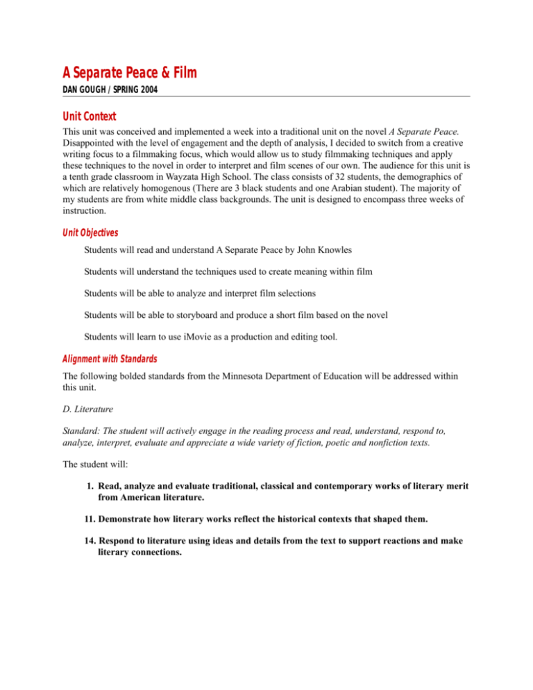 A Separate Peace & Film