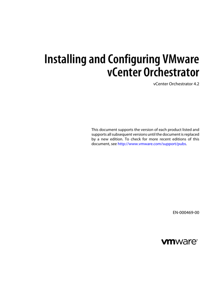 Installing and Configuring VMware vCenter Orchestrator