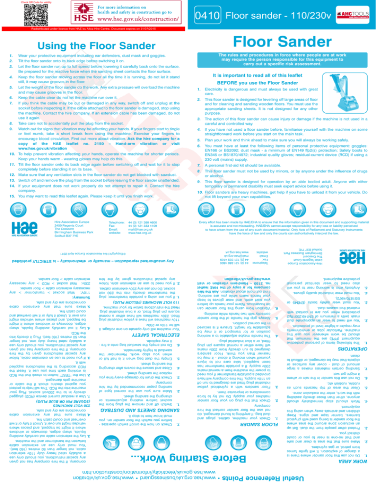Floor Sander Alloa Hire Centre