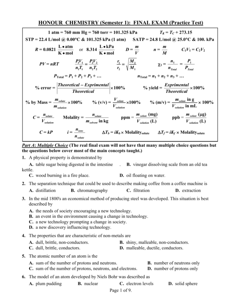 Spanish 1 Final Exam Practice Test