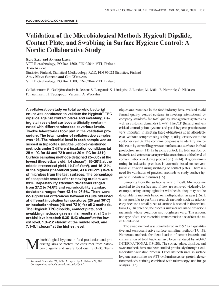 Validation of the Microbiological Methods