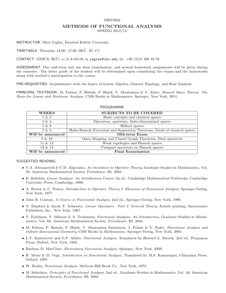 METHODS OF FUNCTIONAL ANALYSIS