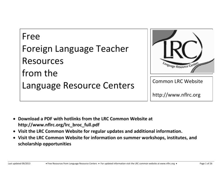 Free Foreign Language Teacher Resources from the
