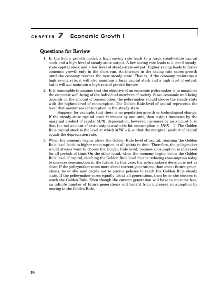 CHAPTER 7 Economic Growth I