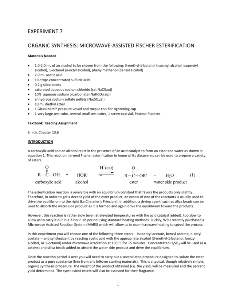 Microwave-assisted Fischer Esterification