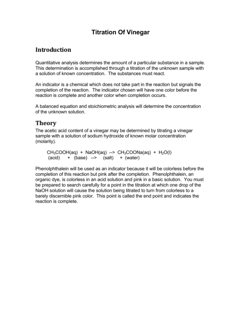 titration of vinegar