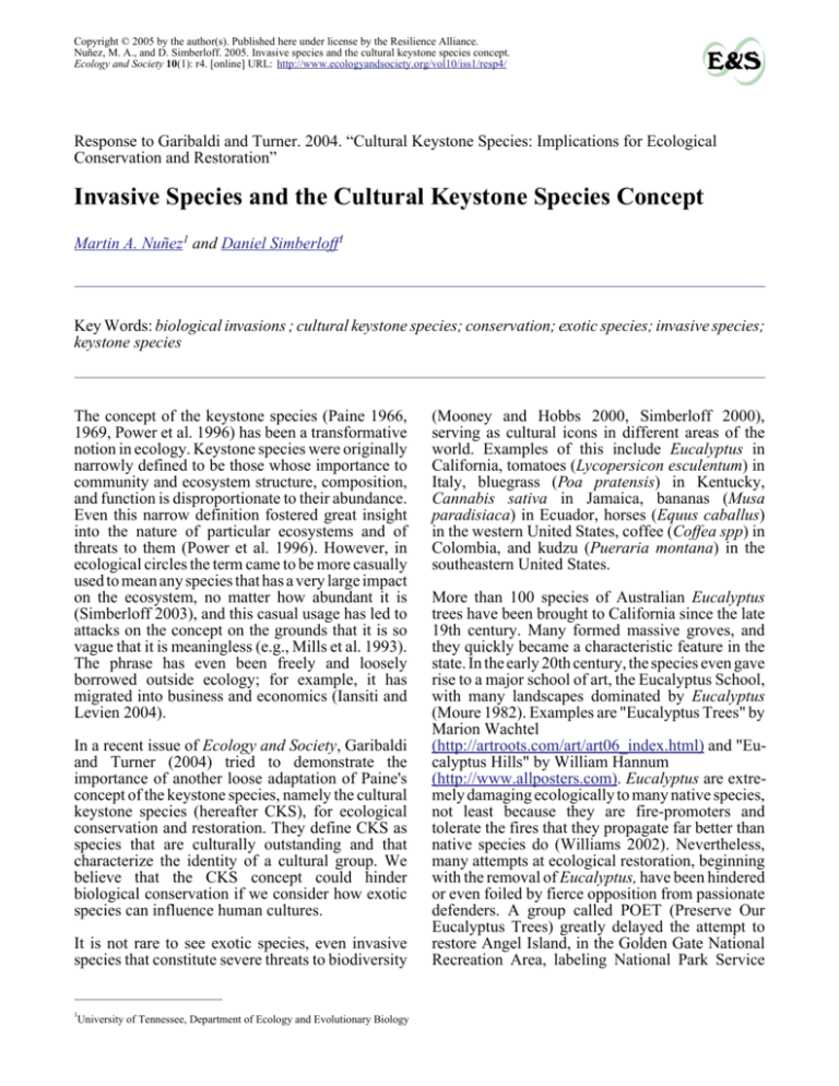 Invasive Species and the Cultural Keystone Species Concept