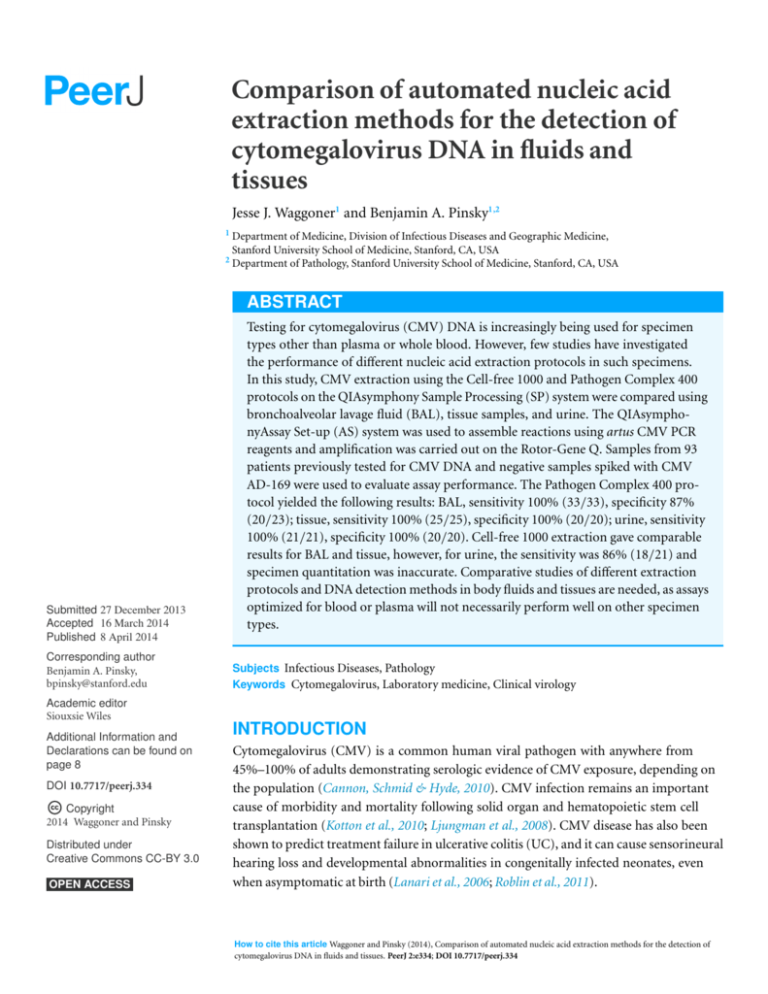 Comparison of automated nucleic acid extraction methods