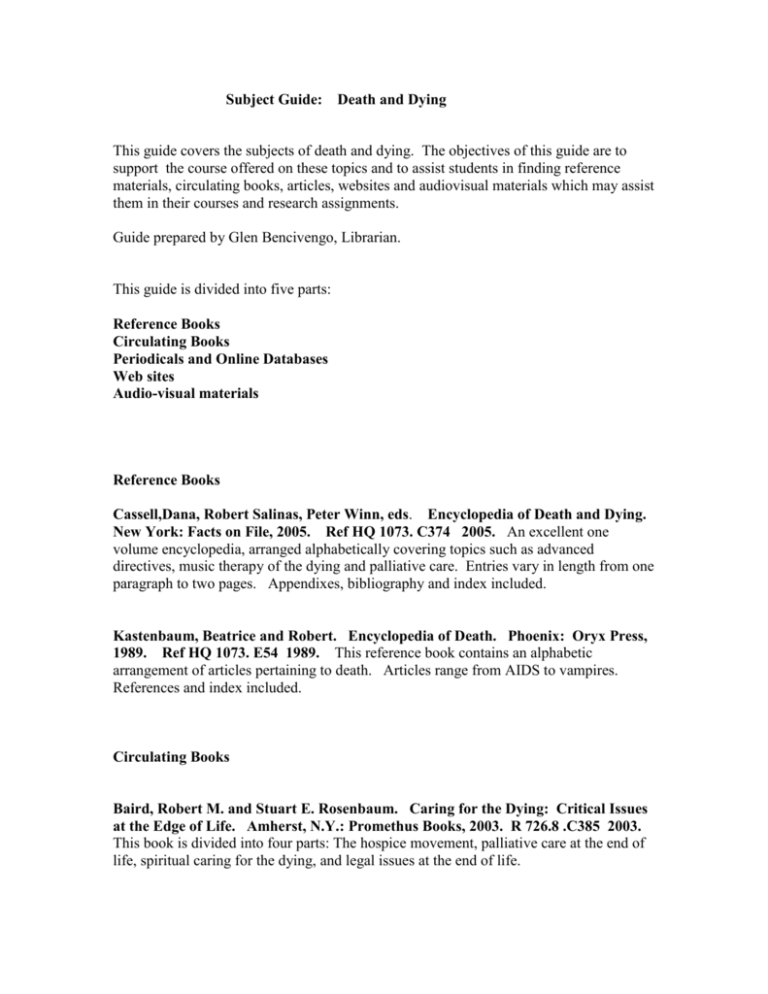 Subject Guide Death and Dying