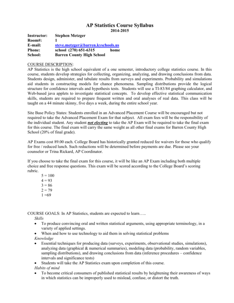 AP Statistics Barren County Schools