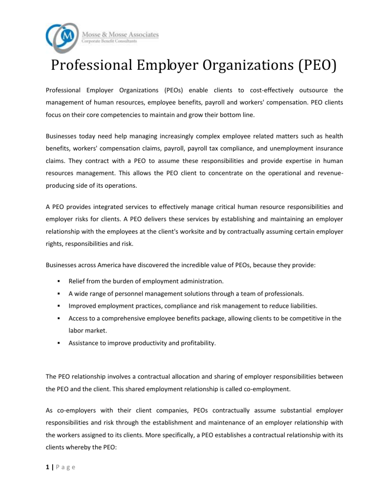 Professional Employer Organizations (PEO)