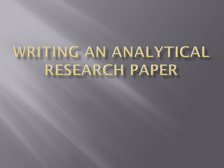 an analytical research paper begins with