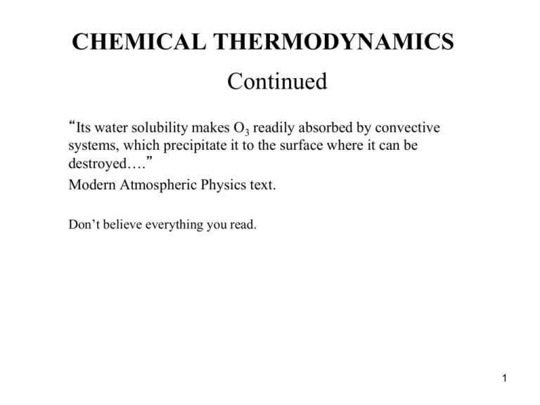 CHEMICAL THERMODYNAMICS