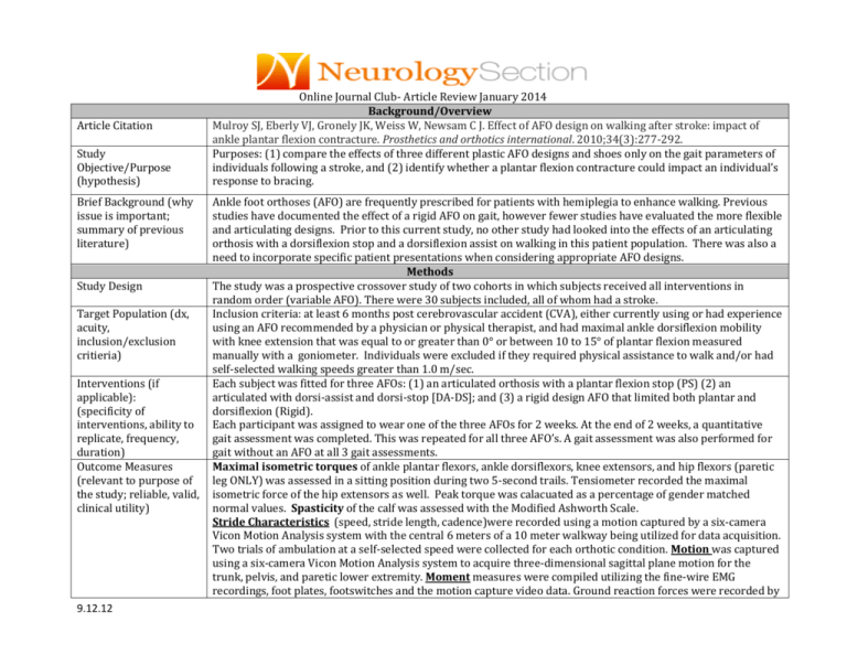 journal club literature review