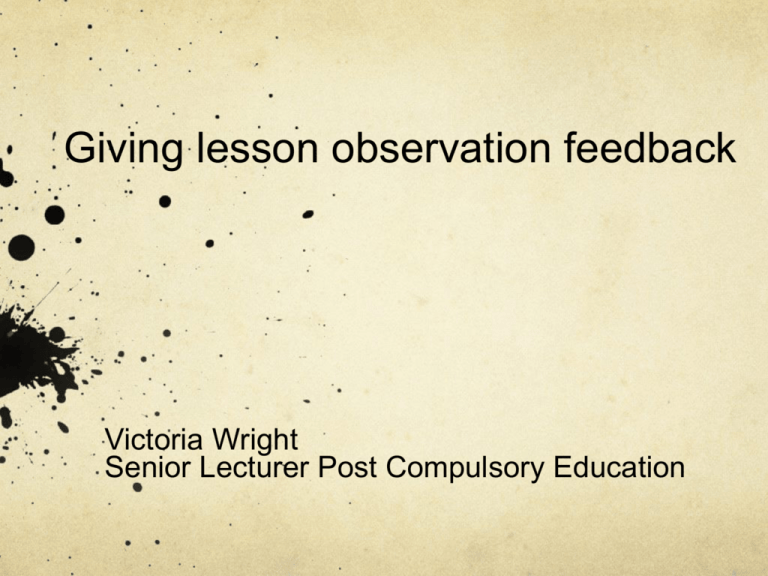 How To Give Observation Feedback