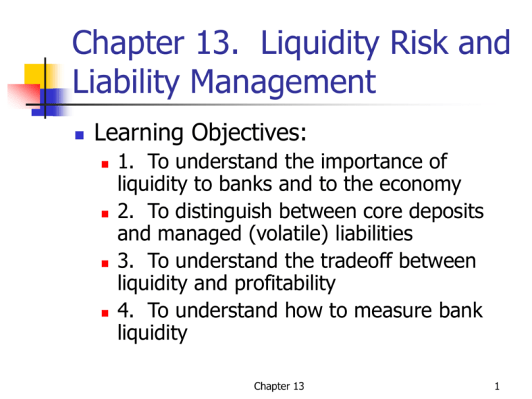 Chapter 13. Liquidity Risk And Liability Management