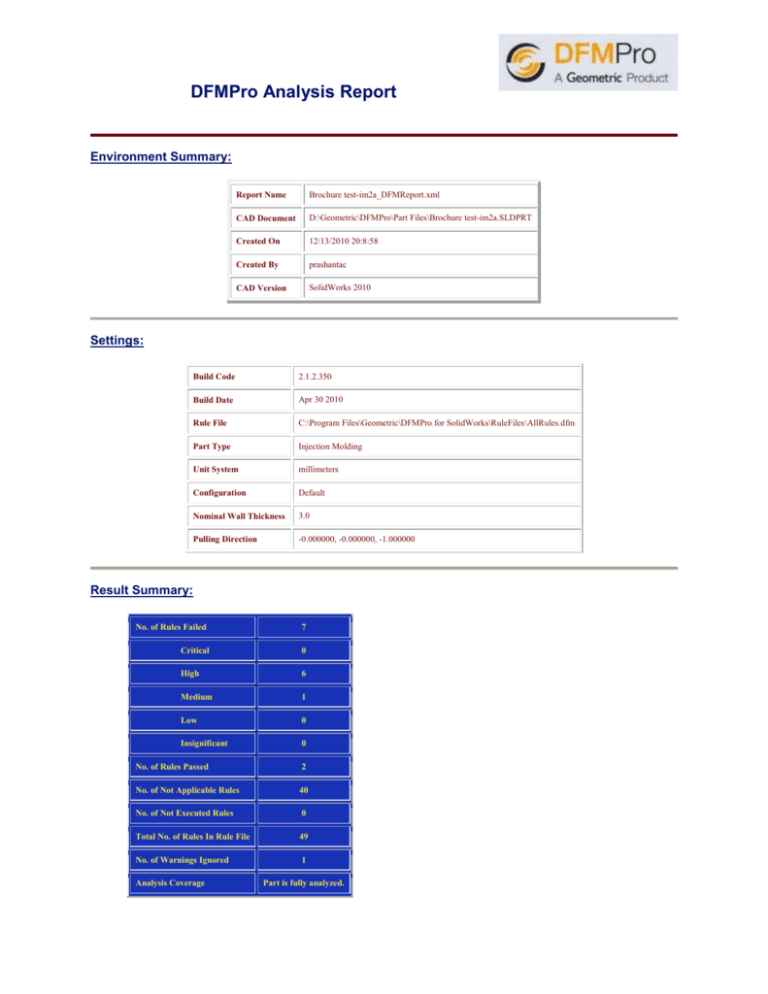 DFMPro Analysis Report dfmpro-analysis-report