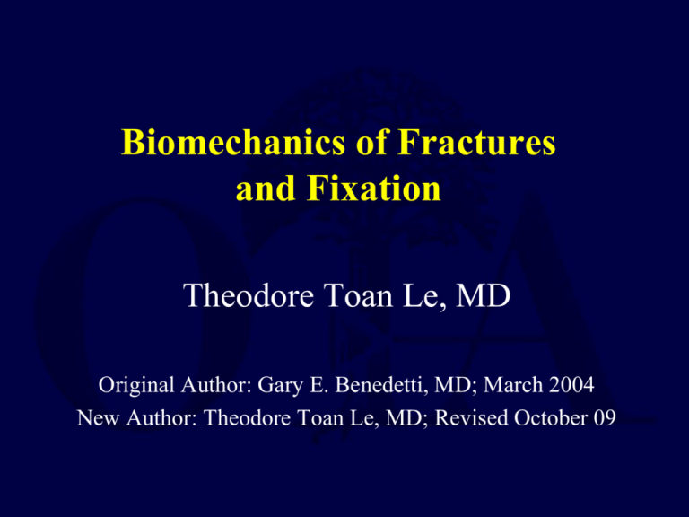 Biomechanics Of Fractures And Fixation