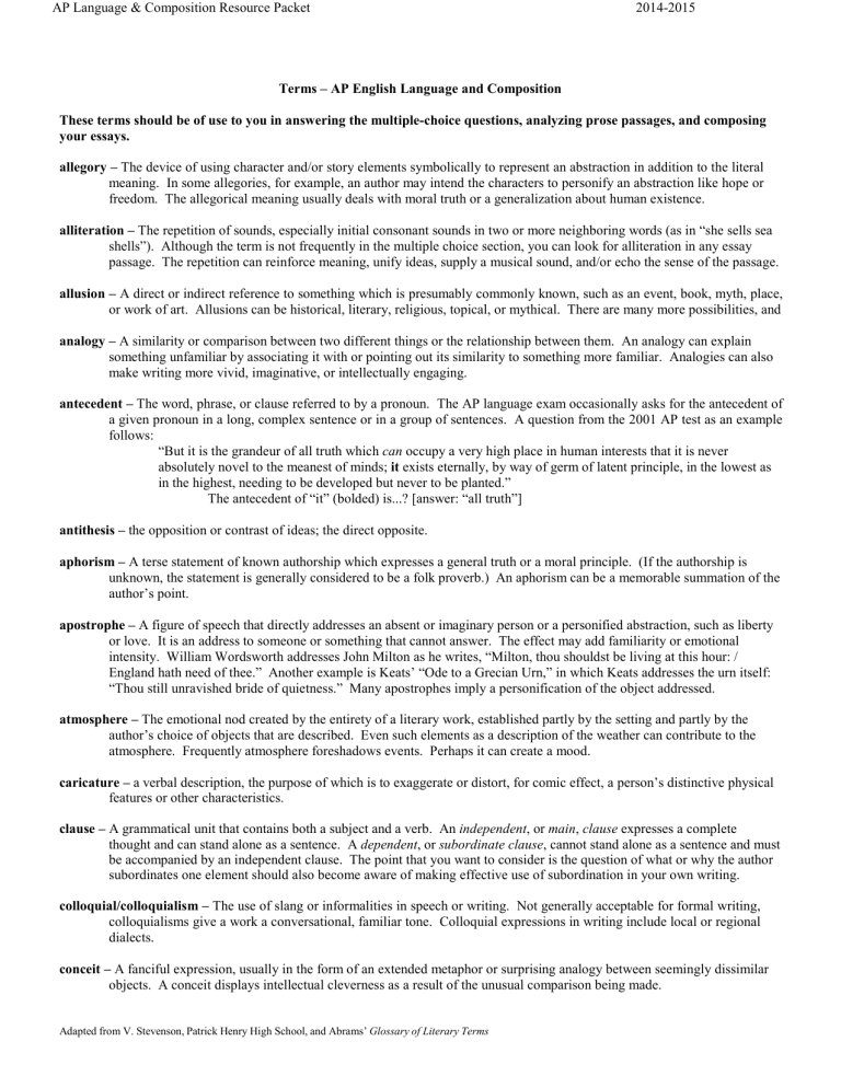 AP Rhetorical Devices