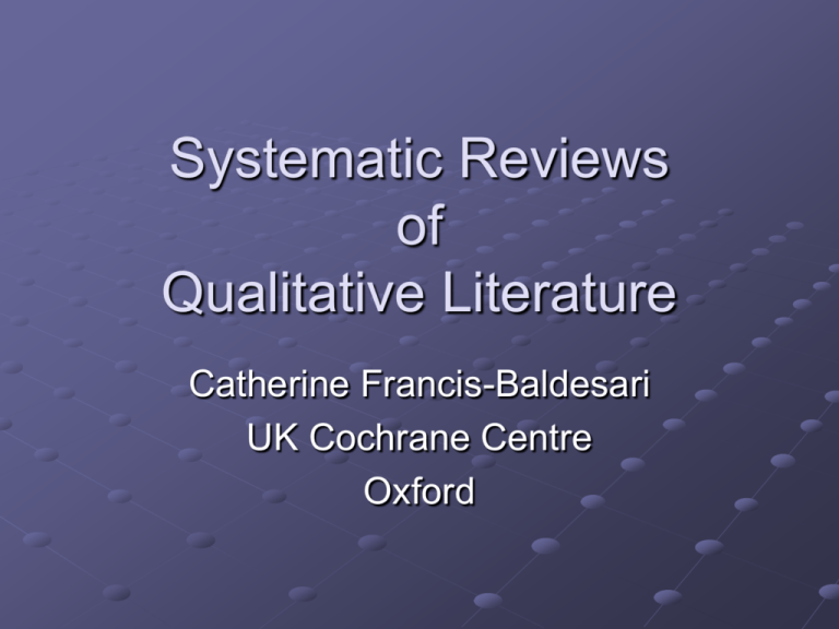 a systematic qualitative literature review