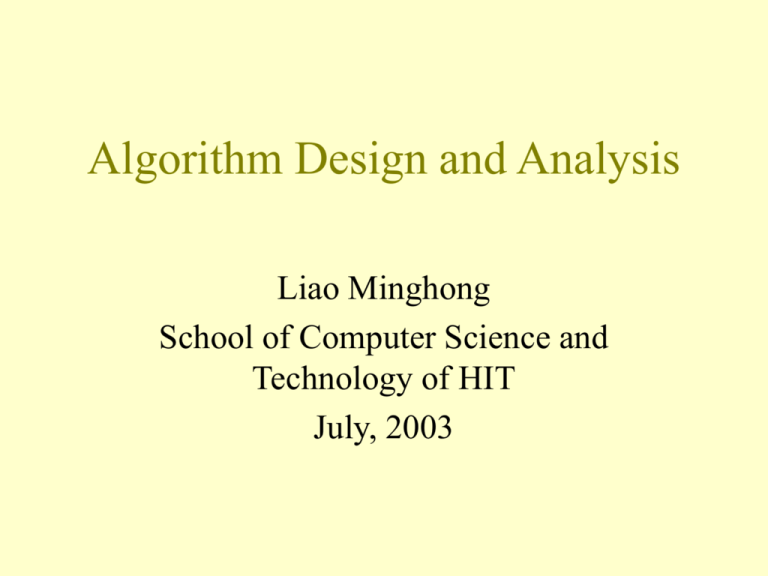 Algorithm Design and Analysis